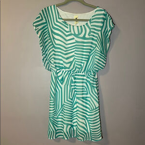 Needle and Thread Teal and White Striped Dress - M